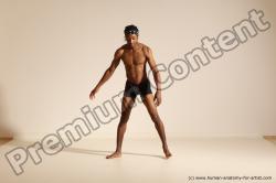 Underwear Man Black Athletic Black Dancing Dreadlocks Dynamic poses Academic